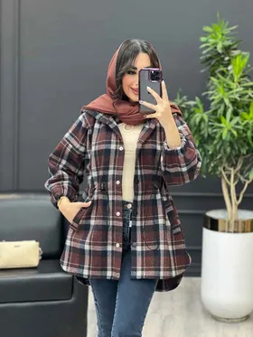 پالتو چهارخونه کمر گت