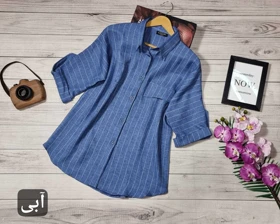 شومیز مانتویی پاگون دار راه راه کد 50221