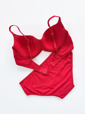 ست شورت و سوتین فنر دار نخ پنبه قرمز آنیت Anit