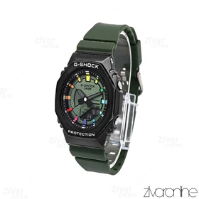 ساعت جی شاک GM-S2100 زنانه سبز مشکی ایندکس رنگین کمانی 106393
