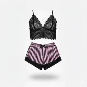 ست نیم‌تنه گیپور و شلوارک طرح ویکتوریا سکرت 109