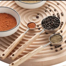 پیمانه استیل سیلور دسته چوب در 3سایز