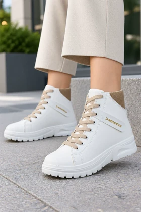 بوت زنانه مدل Versace سفید کرمی