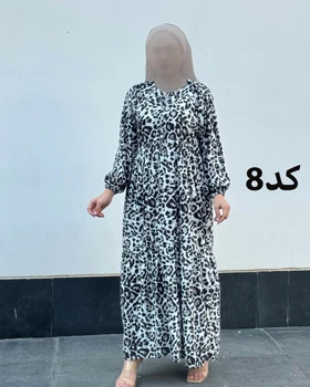 ساحلی فلور سفید مشکی یقه بند دار 6088