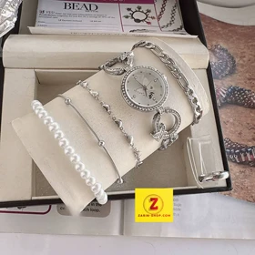 ست ساعت نگینی زنانه و 4 دستبند و انگشتر