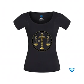 تیشرت ضدتعریق زنانه مشکی نماد متولدین مهر ماه