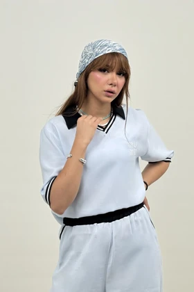 ست زنانه شومیز و شلوار اسپرت miu miu (آبی)