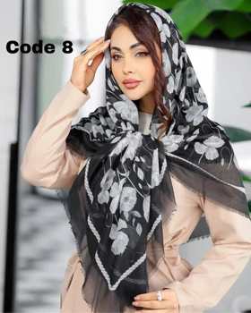 روسری نخ اسپان گل‌دار بهاره 3535