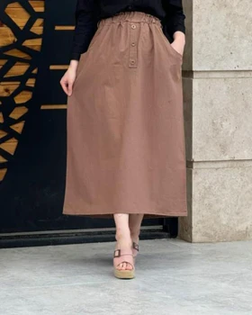 دامن لینن جیب‌دار 6014