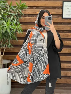 شال حریر طرح برگ