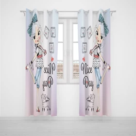 پرده پانچی اتاق کودک برند مینوریا طرح دخترانه کد p-550