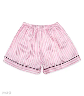 ست لباس خواب راحتی شلوارک و بلوز ساتن Ema اما کد 3510 طرح Victoria's Secret رینگی