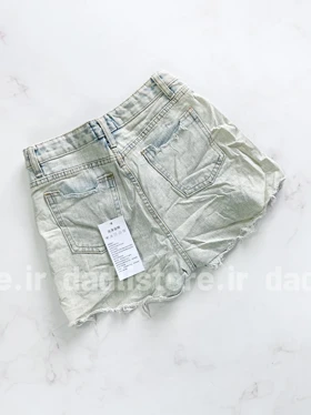 شورتک کوتاه جین زاپ‌دار پاچه پاکتی