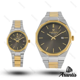 ساعت ست رومانسون طلایی سیلور صفحه قهوه ای s-10070