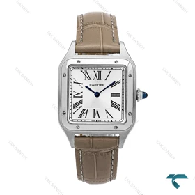 ساعت مردانه کارتیه سانتوس دومونت بند چرم طوسی Cartier-6702-G