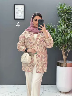 مانتو لینن طرح دار دو جیب پاکتی