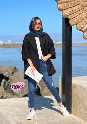 مانتو کتی چهاردکمه آستین دوبل