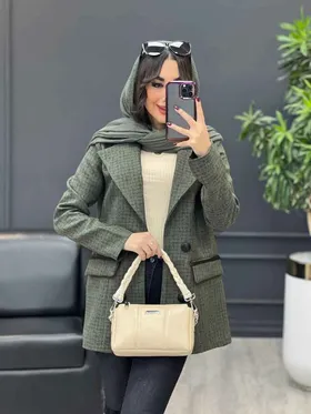 پالتو کتی یقه چرم