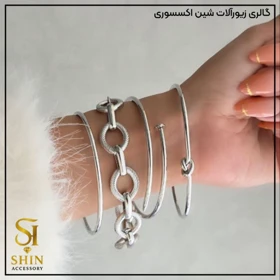 پک بنگل زنانه آبکاری نقره ای کد bz015