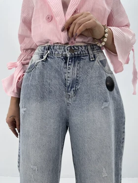 شلوار جین بگ زنانه کمر کش