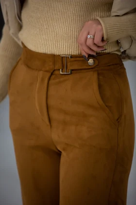 شلوار زنانه سگک دار سوئیت (عسلی)