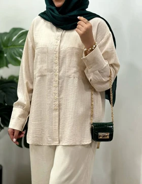 تونیک مانتویی دکمه دار شمیم