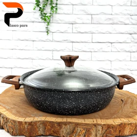 تابه 28 ونیز دودسته دسته چوبی درب پیرکس مشکی هاناتک