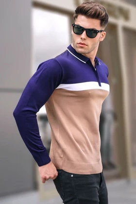 ژاکت بافتنی یقه بژ زیپ‌دار 5787