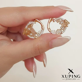 گوشواره حلقه گل و پروانه ژوپینگ کد 650