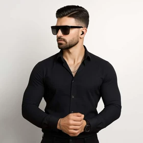 پیراهن مردانه مشکی مدل VQ