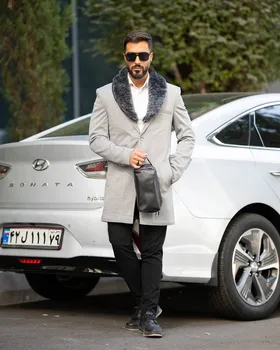 پالتو داخل خز مردانه طوسی