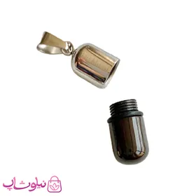 پلاک گردنبند کپسول عشق مشکی نقره ای