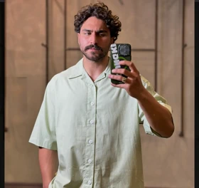 پیراهن لینن آستین کوتاه انگلیسی