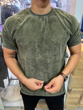 تیشرت مخمل کبریتی سبز یشمی