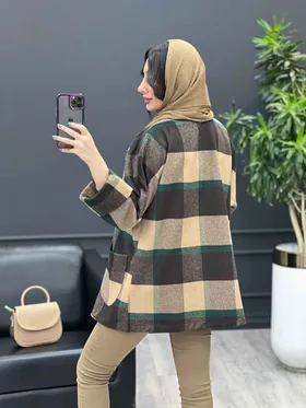 پالتو چهارخونه یقه آرشال