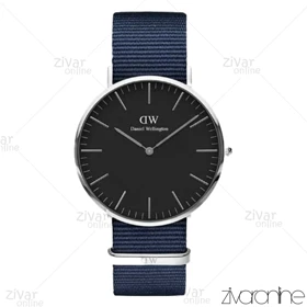 ساعت دنیل ولینگتون مردانه قاب سیلور بند پارچه ای سرمه ای 103244
