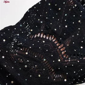 سرهمی فانتزی زنانه مدل نگین‌دار کد 4860-7177 رنگ مشکی