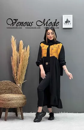 مانتو طرحدار پایین چین