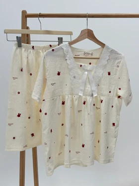 ست لباس راحتی بلوز و شلوارک کد 113