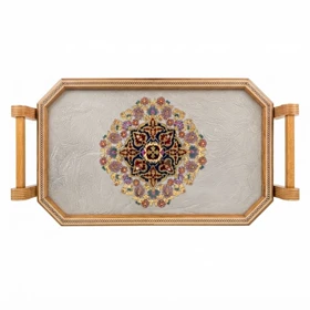 سینی چوبی دور خاتم کار دست کد m0328 گالری ساعت ضرابی