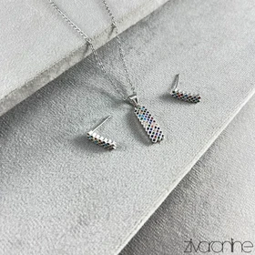 نیم ست مستطیلی نگین رنگی 10194