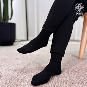 جوراب دو ربع میس لی ضخیم 120 - طرح پروانه