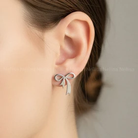 گوشواره زنانه نقره پاپیون میخی