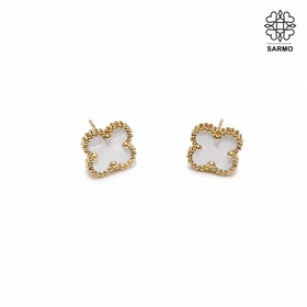 گوشواره استیل ونکلیف سفید طلایی کد 509428015
