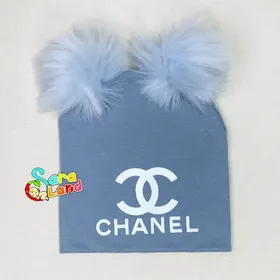 کلاه نوزاد پوم پوم رنگی طرح Chanel