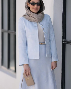 کت و دامن آستردار ژاکارد