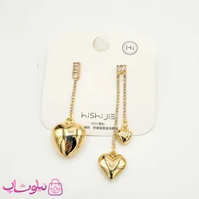 گوشواره آویز دخترانه قلبی نگین‌دار