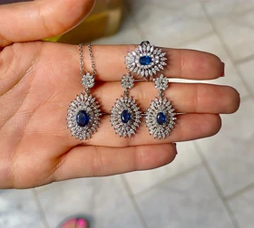 سرویس نقره ایتالیایی زنانه یاقوت کبود