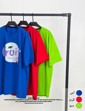تیشرت زنانه رنگی لانگ طرح Fruit