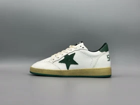 کتانی گلدن گوس بال استار چرم سفید سبز سبز/Golden Goose Ball star